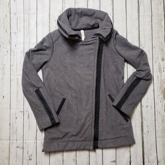Lululemon Grey Fleece Moto Jacket Size 4 - Picture 1 of 13